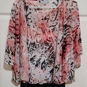 Jennifer Lopez leopard print bubble style top with black banded bottom & winged